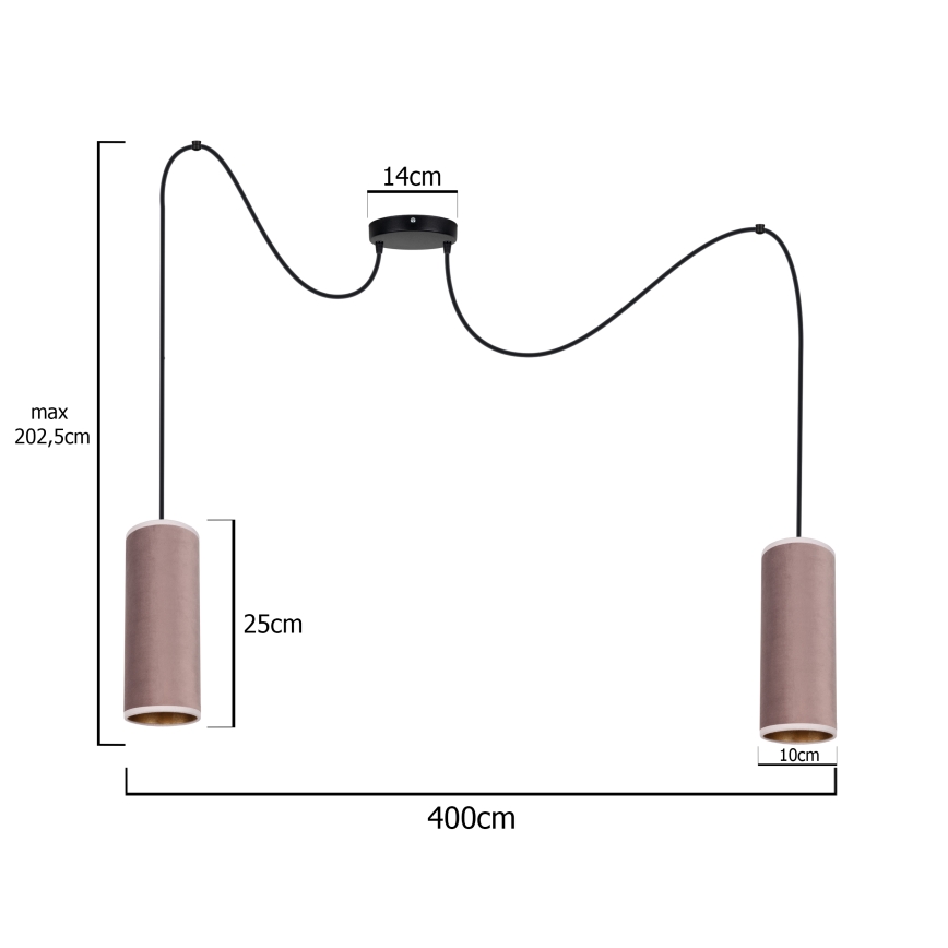 Lustr na lanku AVALO 2xE27/60W/230V pavouk růžová/měděná