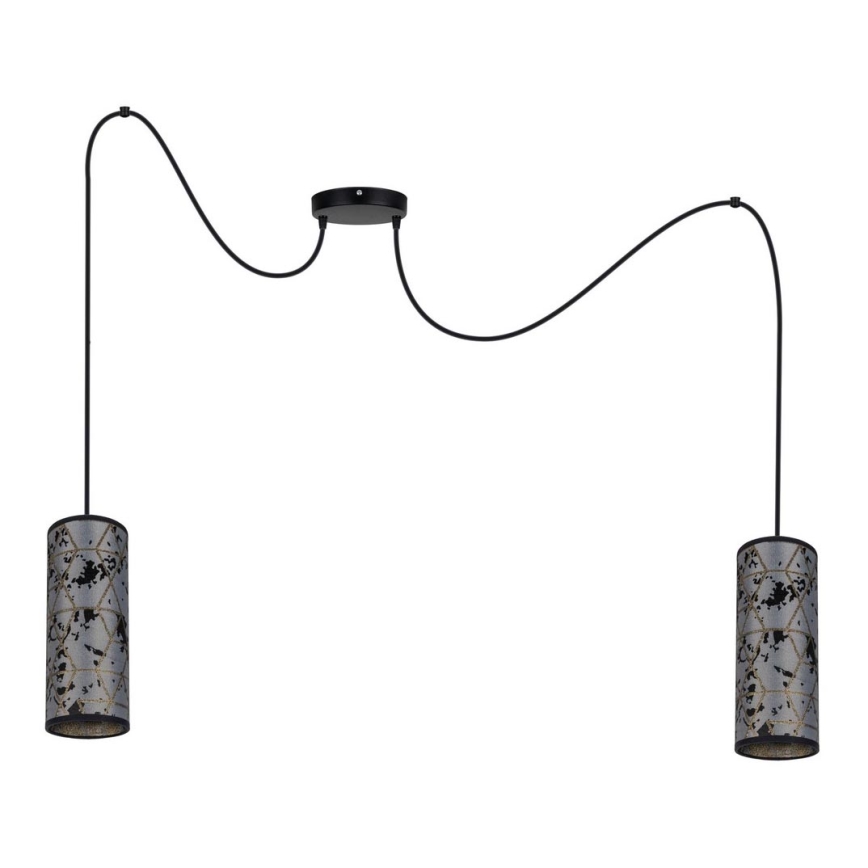 Lustr na lanku AVALO 2xE27/60W/230V pavouk šedá/černá