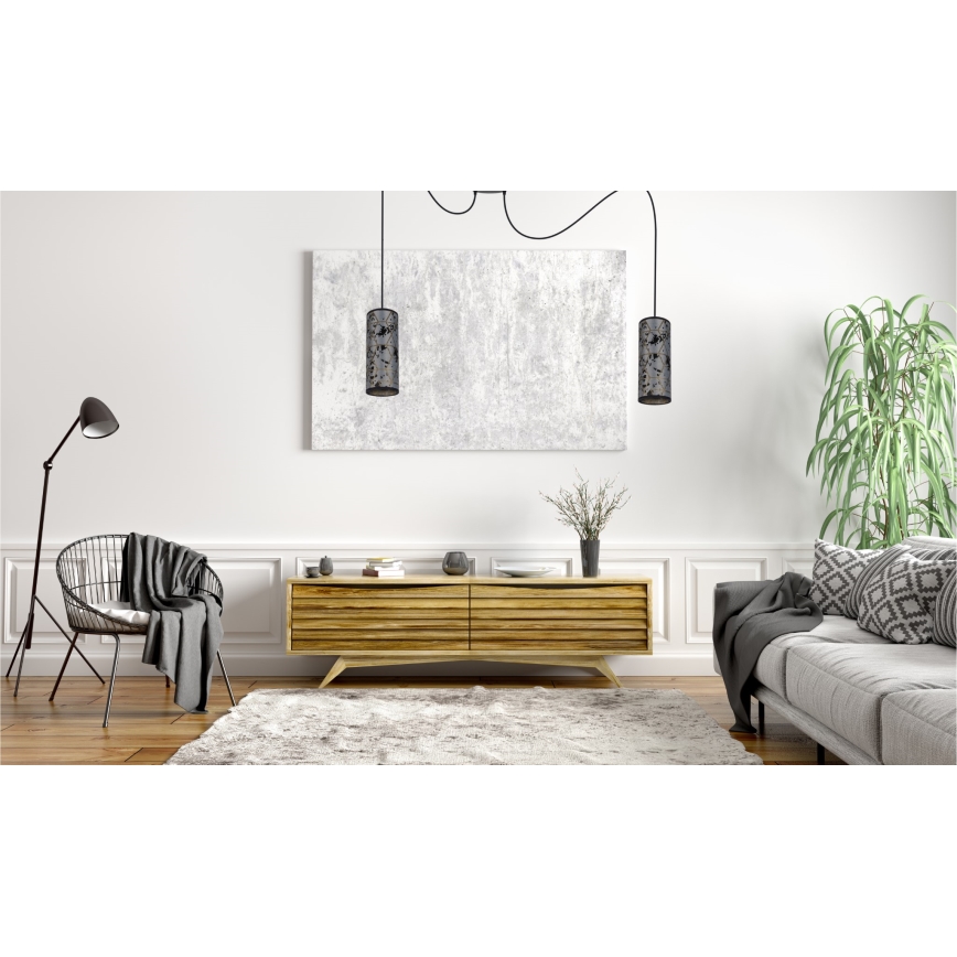 Lustr na lanku AVALO 2xE27/60W/230V pavouk šedá/černá