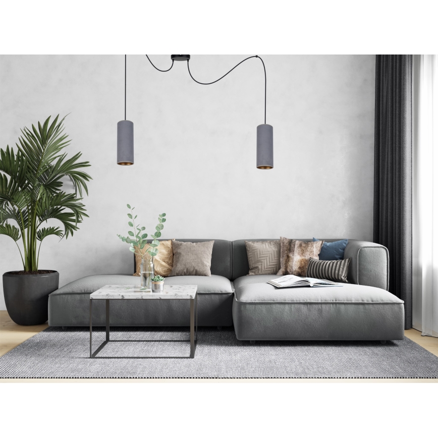 Lustr na lanku AVALO 2xE27/60W/230V pavouk šedá