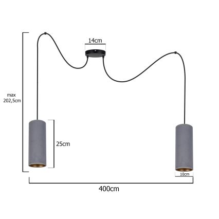 Lustr na lanku AVALO 2xE27/60W/230V pavouk šedá