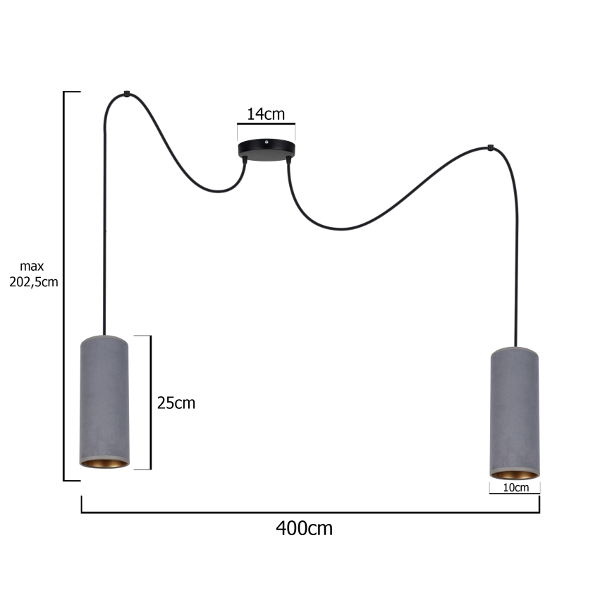 Lustr na lanku AVALO 2xE27/60W/230V pavouk šedá