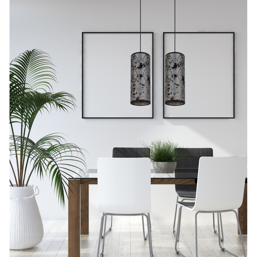 Lustr na lanku AVALO 2xE27/60W/230V šedá/černá