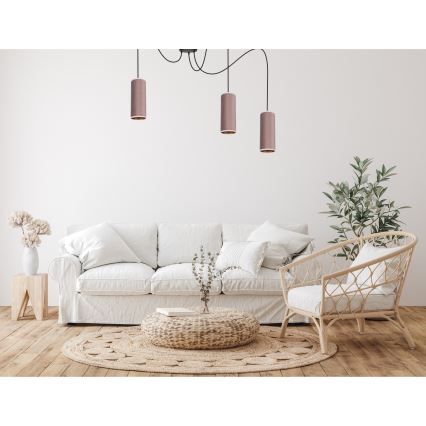 Lustr na lanku AVALO 3xE27/60W/230V pavouk růžová/měděná