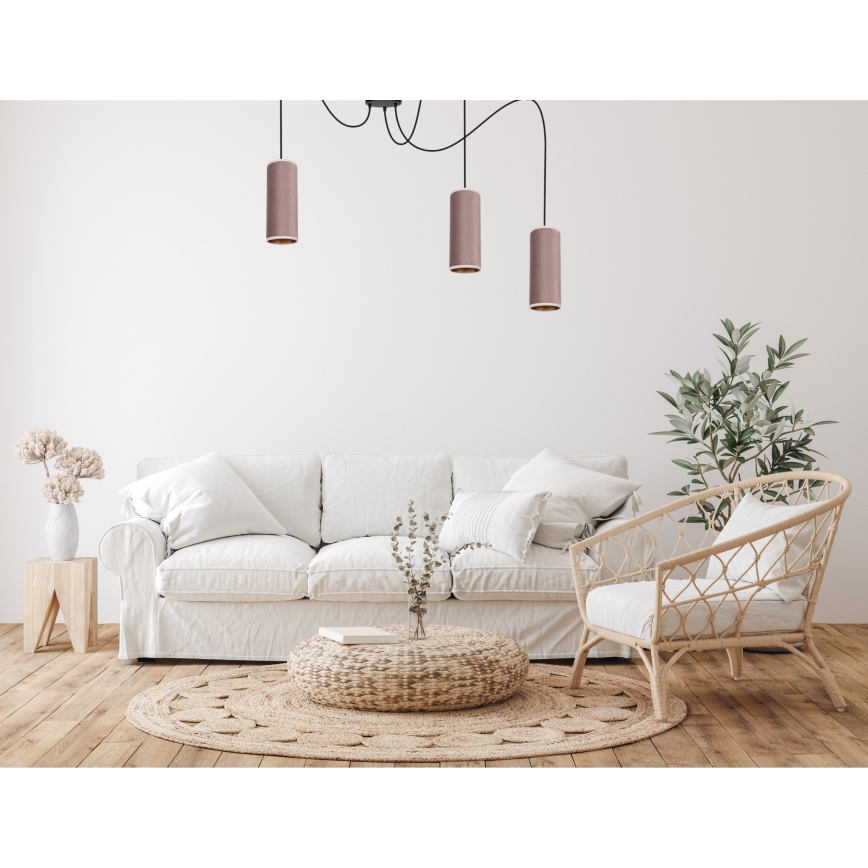 Lustr na lanku AVALO 3xE27/60W/230V pavouk růžová/měděná