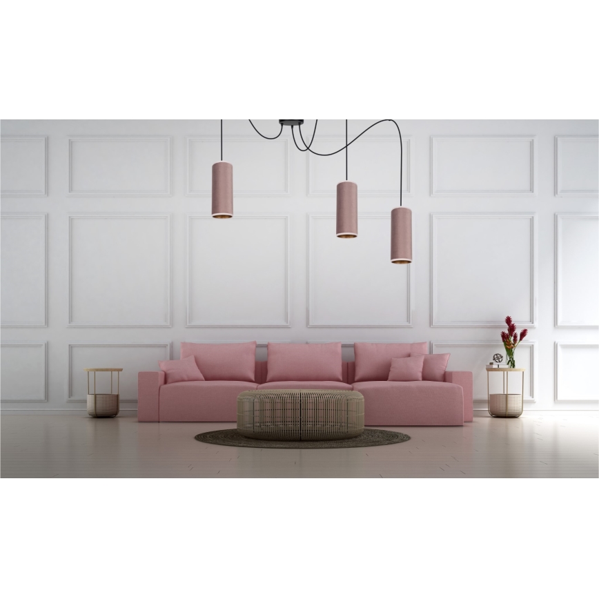 Lustr na lanku AVALO 3xE27/60W/230V pavouk růžová/měděná