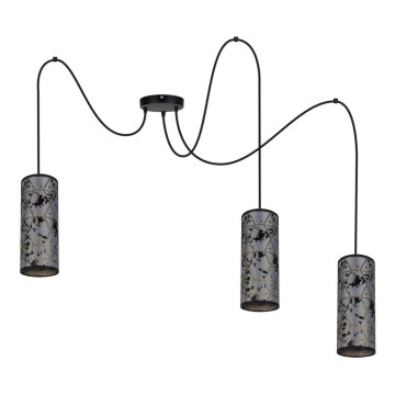 Lustr na lanku AVALO 3xE27/60W/230V pavouk šedá/černá