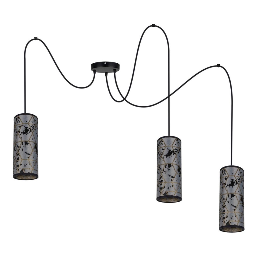 Lustr na lanku AVALO 3xE27/60W/230V pavouk šedá/černá