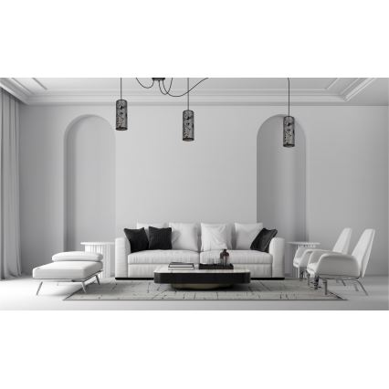 Lustr na lanku AVALO 3xE27/60W/230V pavouk šedá/černá