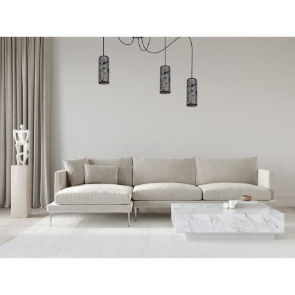 Lustr na lanku AVALO 3xE27/60W/230V pavouk šedá/černá