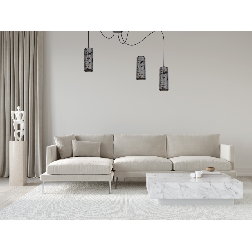 Lustr na lanku AVALO 3xE27/60W/230V pavouk šedá/černá
