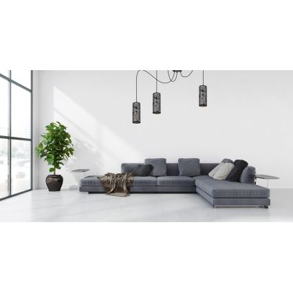 Lustr na lanku AVALO 3xE27/60W/230V pavouk šedá/černá