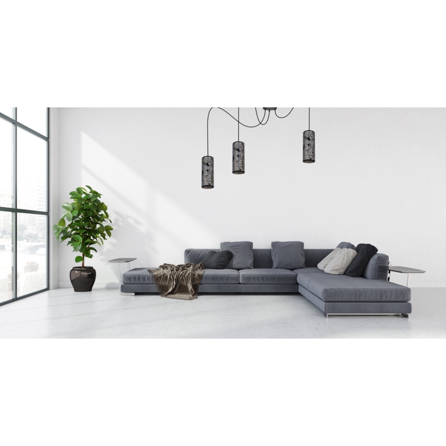 Lustr na lanku AVALO 3xE27/60W/230V pavouk šedá/černá