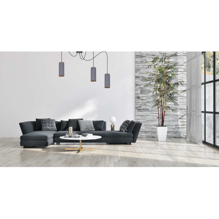 Lustr na lanku AVALO 3xE27/60W/230V pavouk šedá