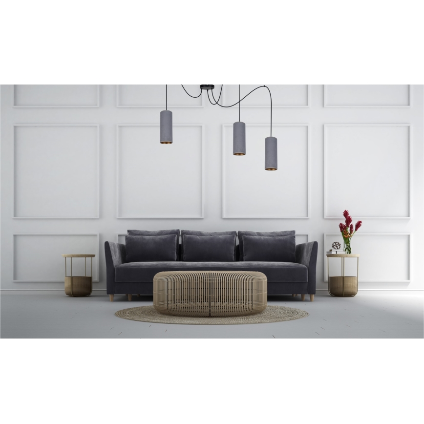 Lustr na lanku AVALO 3xE27/60W/230V pavouk šedá