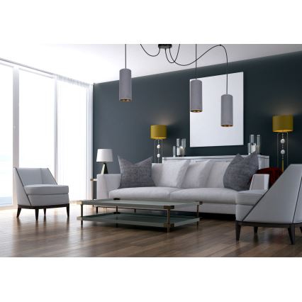 Lustr na lanku AVALO 3xE27/60W/230V pavouk šedá