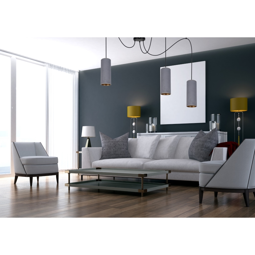 Lustr na lanku AVALO 3xE27/60W/230V pavouk šedá