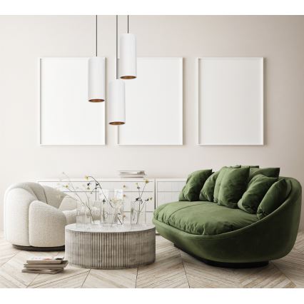 Lustr na lanku AVALO 3xE27/60W/230V pr. 35 cm bílá/měděná
