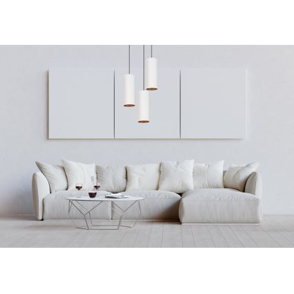 Lustr na lanku AVALO 3xE27/60W/230V pr. 35 cm bílá/měděná