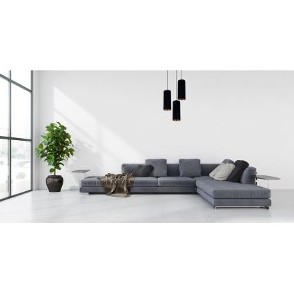 Lustr na lanku AVALO 3xE27/60W/230V pr. 35 cm černá