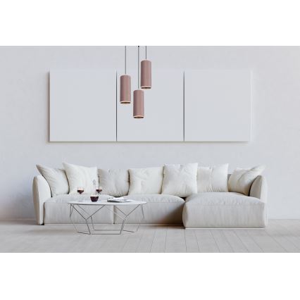Lustr na lanku AVALO 3xE27/60W/230V pr. 35 cm růžová/měděná