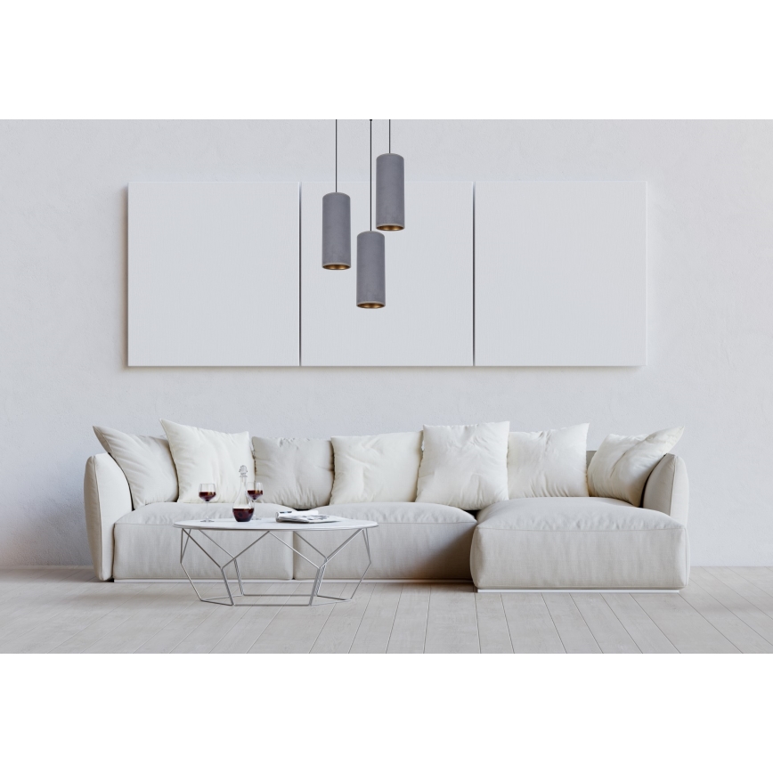 Lustr na lanku AVALO 3xE27/60W/230V pr. 35 cm šedá