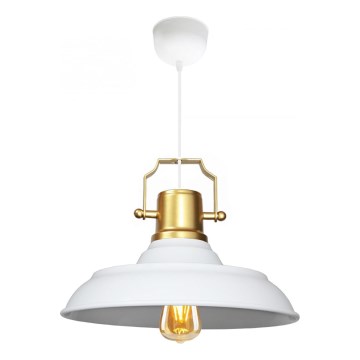 Lustr na lanku AYD 1xE27/40W/230V bílá/zlatá