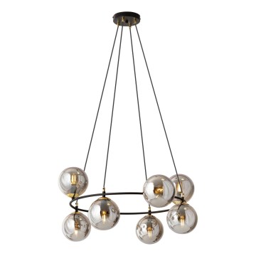 Lustr na lanku AZURA 8xE14/10W/230V černá/šedá