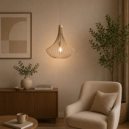 Lustr na lanku BALERINA 1xE27/15W/230V béžová