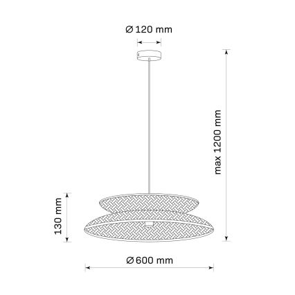 Lustr na lanku BALI 1xE27/20W/230V pr. 60 cm bambus