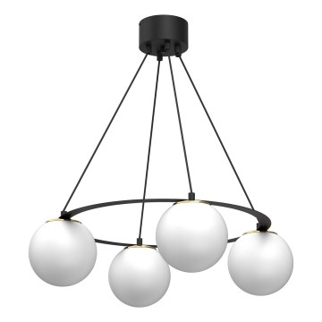 Lustr na lanku BALLO 4xE27/15W/230V černá/bílá