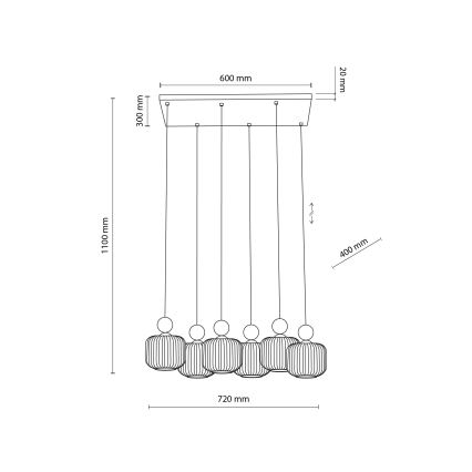 Lustr na lanku BALLO 6xE14/10W/230V béžová