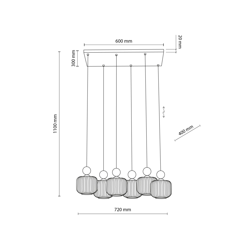 Lustr na lanku BALLO 6xE14/10W/230V béžová