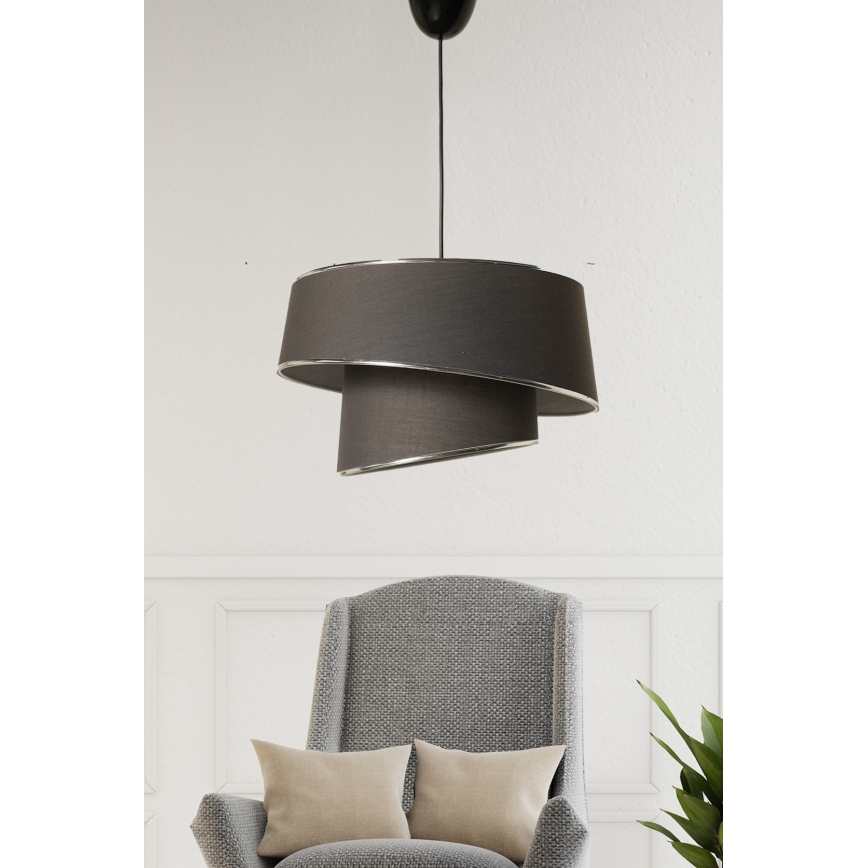 Lustr na lanku BARETTE 1xE27/60W/230V antracit/lesklý chrom