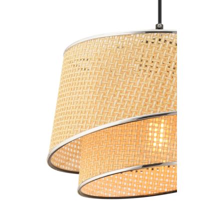 Lustr na lanku BARETTE 1xE27/60W/230V béžová/lesklý chrom