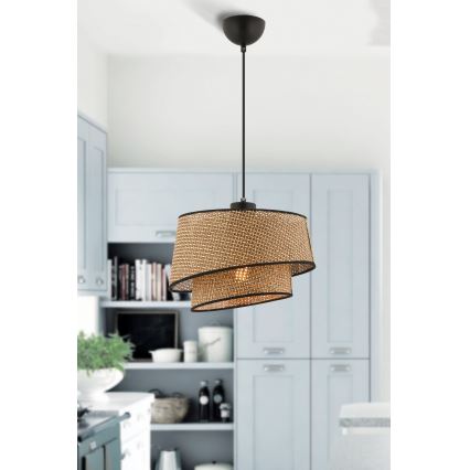 Lustr na lanku BARETTE 1xE27/60W/230V hnědá/černá
