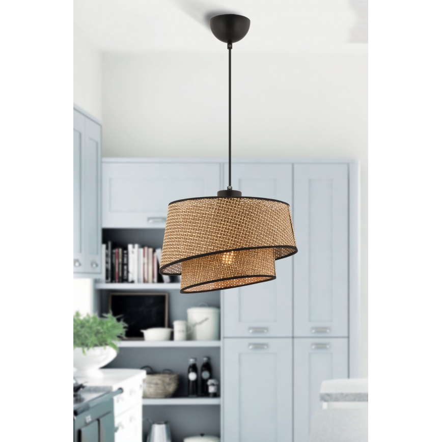 Lustr na lanku BARETTE 1xE27/60W/230V hnědá/černá