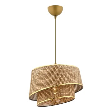Lustr na lanku BARETTE 1xE27/60W/230V hnědá/zlatá
