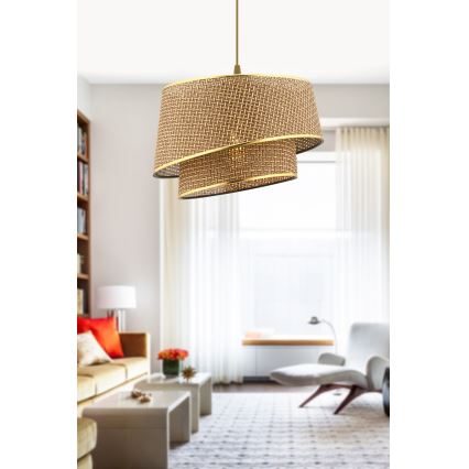 Lustr na lanku BARETTE 1xE27/60W/230V hnědá/zlatá