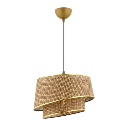 Lustr na lanku BARETTE 1xE27/60W/230V hnědá/zlatá