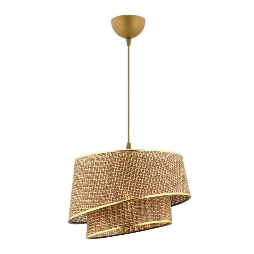 Lustr na lanku BARETTE 1xE27/60W/230V hnědá/zlatá