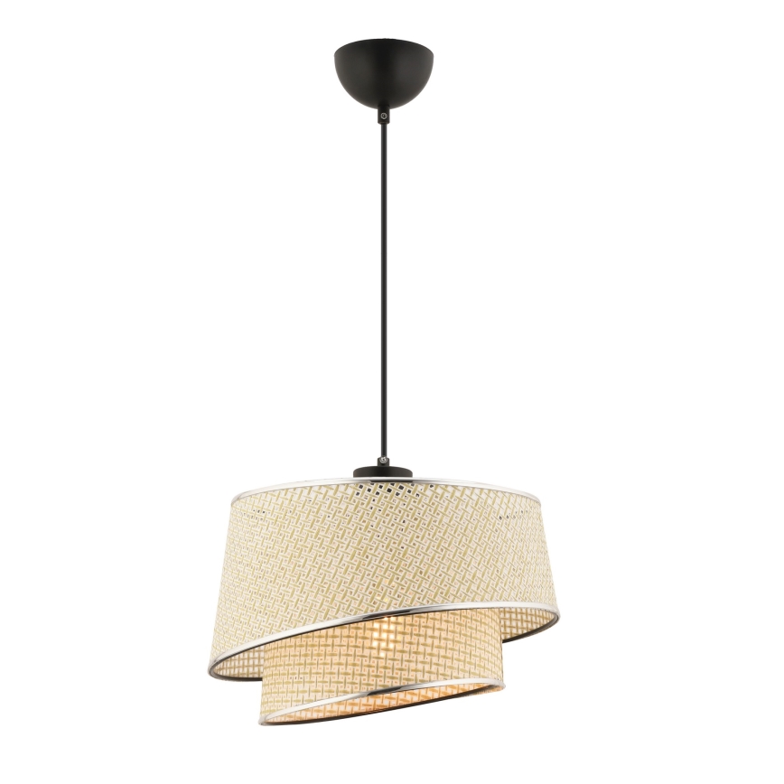 Lustr na lanku BARETTE 1xE27/60W/230V krémová/lesklý chrom