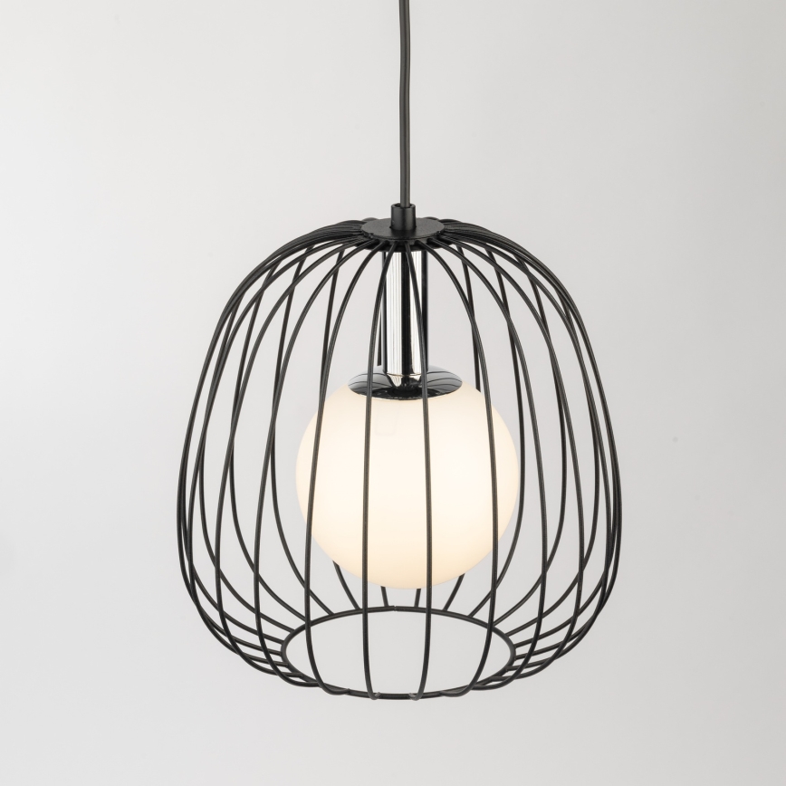 Lustr na lanku BELL 1xG9/12W/230V pr. 24 cm černá/lesklý chrom