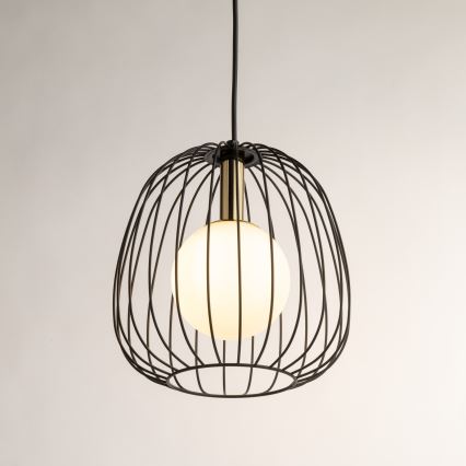 Lustr na lanku BELL 1xG9/12W/230V pr. 24 cm černá/zlatá