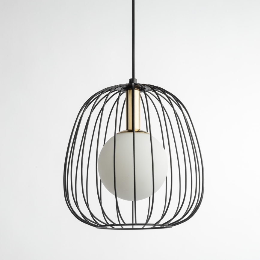 Lustr na lanku BELL 1xG9/12W/230V pr. 24 cm černá/zlatá