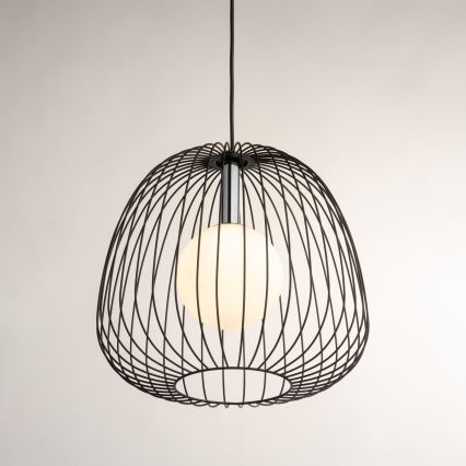 Lustr na lanku BELL 1xG9/12W/230V pr. 33 cm černá/lesklý chrom