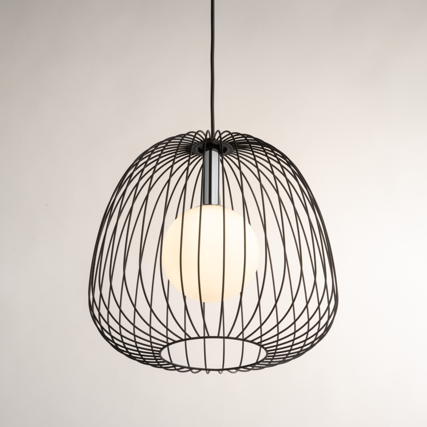 Lustr na lanku BELL 1xG9/12W/230V pr. 33 cm černá/lesklý chrom