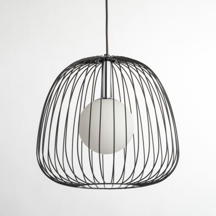 Lustr na lanku BELL 1xG9/12W/230V pr. 33 cm černá/lesklý chrom