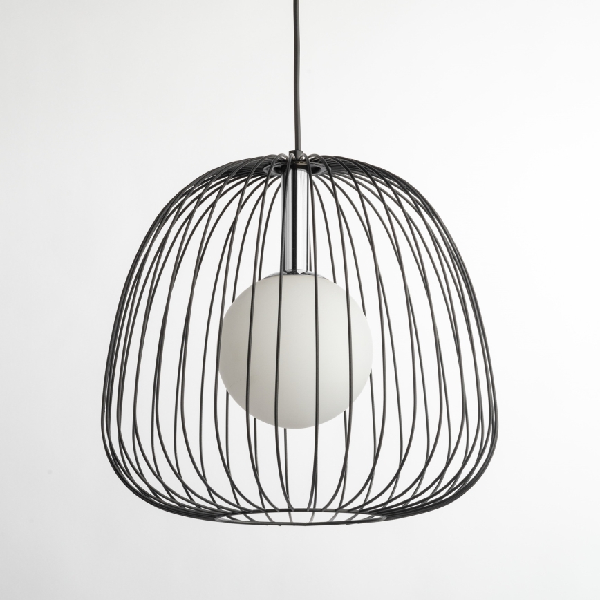 Lustr na lanku BELL 1xG9/12W/230V pr. 33 cm černá/lesklý chrom