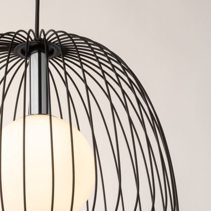 Lustr na lanku BELL 1xG9/12W/230V pr. 33 cm černá/lesklý chrom